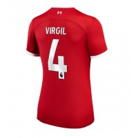 Camiseta Liverpool Virgil van Dijk #4 Primera Equipación para mujer 2023-24 manga corta